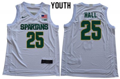 Youth Malik Hall Michigan State Spartans #25 Nike NCAA White Authentic College Stitched Basketball Jersey YT50P35RP